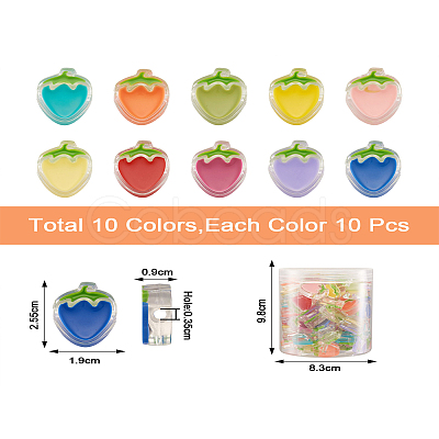 Craftdady 100Pcs 10 Colors Transparent Enamel Acrylic Beads TACR-CD0001-07-1