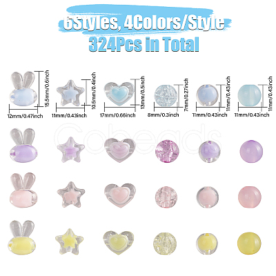 CHGCRAFT 6 Styles 4 Colors Transparent Acrylic Beads TACR-CA0001-29-1