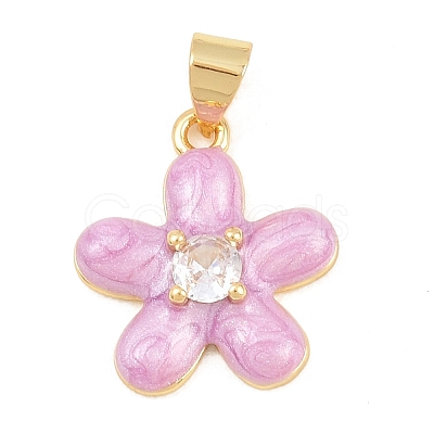 Brass Micro Pave Clear Cubic Zirconia Pendants KK-C170-26G-1