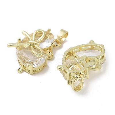 Golden Brass Glass Pendants KK-R161-02G-05-1