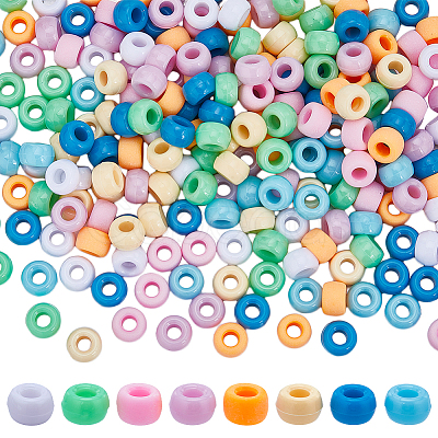 SUNNYCLUE 800Pcs 8 Colors Opaque Plastic Beads KY-SC0001-87-1