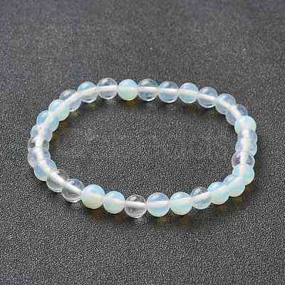 Opalite Beaded Stretch Bracelets BJEW-A117-B-07-1