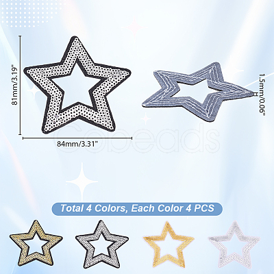 16Pcs 4 Colors Polyester and Plastic Embroidery Lace Appliques DIY-GA0007-40-1