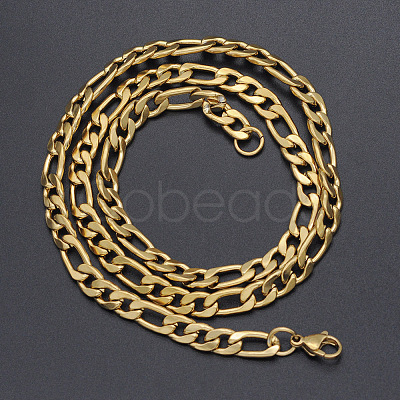 Men's 304 Stainless Steel Figaro Chain Necklaces NJEW-T012-02-56-G-1