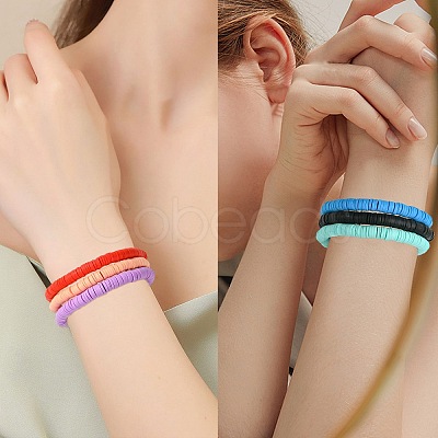 30Pcs 15 Colors Polymer Clay Heishi Surfer Stretch Bracelets Set BJEW-SW00134-1