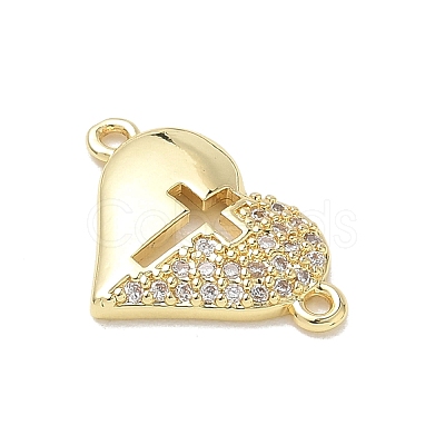 Brass Micro Pave Clear Cubic Zirconia Connector Charms KK-E796-05G-1