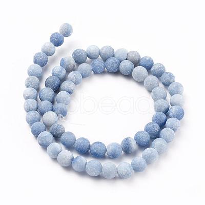 Dyed & Heated Natural Blue Aventurine Round Bead Strands G-M248-6mm-01B-1