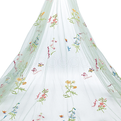 2 Yards Polyester Embroidery 3D Flower Mesh Fabrics DIY-WH0622-383E-1