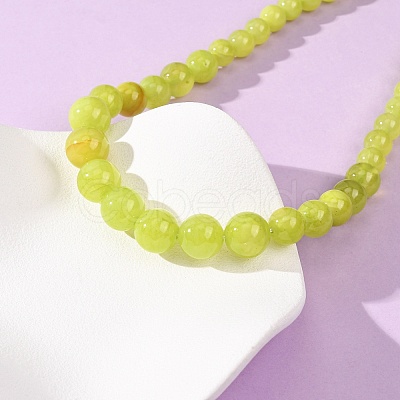 Dyed Round Natural Green Jade Graduated Beaded Necklaces GG-CBAA808-05P-F-1