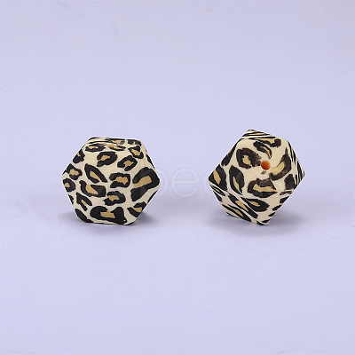 Colorful Pattern Printed Silicone Focal Beads SI-JX0022A-02-1