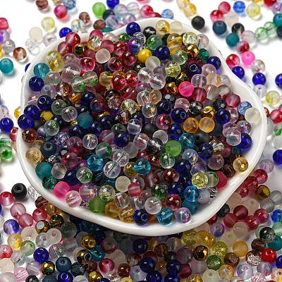 Opaque Spray Painted Glass Beads DGLA-MSMC002-4mm-1