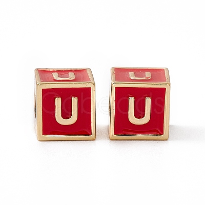 Rack Plating Brass Enamel Beads KK-B060-04G-03U-1