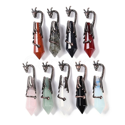 Natural & Synthetic Mixed Gemstone Faceted Pointed Bullet Big Pendants G-L524-19R-1