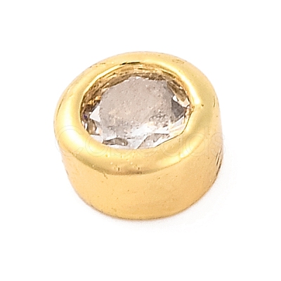 Rack Plating Flat Round Brass Micro Pave Cubic Zirconia Cabochons KK-F874-03G-12-1