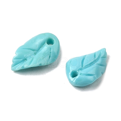 Synthetic Coral Dyed Leaf Charms CORA-Q034-01-04-1