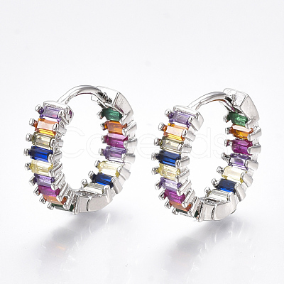Brass Micro Pave Cubic Zirconia Huggie Hoop Earrings X-EJEW-S201-39P-1