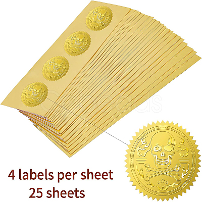 Plastic Self Adhesive Gold Foil Embossed Stickers DIY-WH0211-173-1