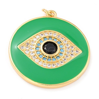 Real 18K Gold Plated Brass Micro Pave Cubic Zirconia Pendants ZIRC-L100-084G-02-1