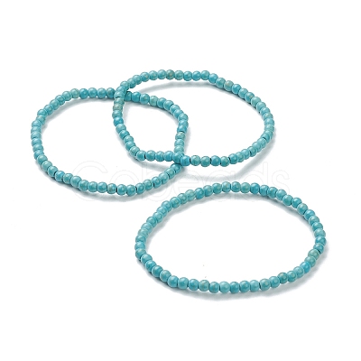 Synthetic Turquoise Beaded Stretch Bracelets BJEW-A117-A-18-1