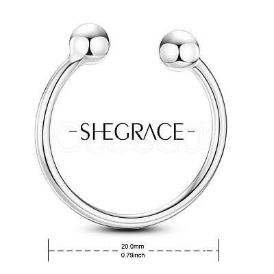 SHEGRACE Simple Rhodium Plated 925 Sterling Silver Torque Cuff Rings JR95A-02-1