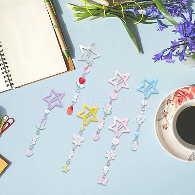 6Pcs 6 Colors Star Iron & Plastic Snap Hair Clips PHAR-CP0001-27-1