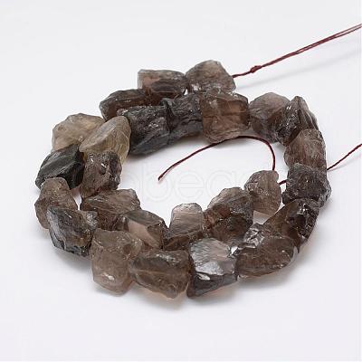 Raw Rough Natural Smoky Quartz Beads Strands G-E343-07-1