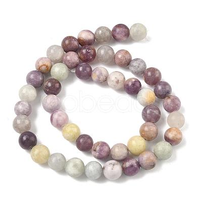 Natural Lepidolite/Purple Mica Stone Beads Strands G-F591-28-8mm-1