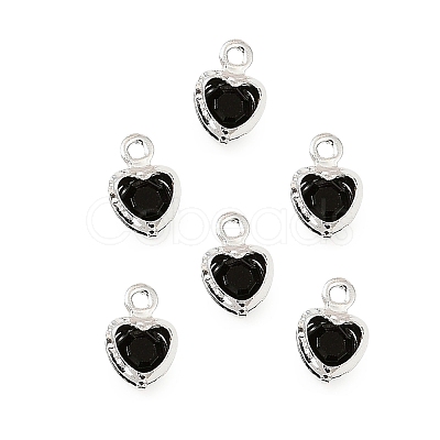Heart Brass Glass Charms KK-S385-01S-01-1