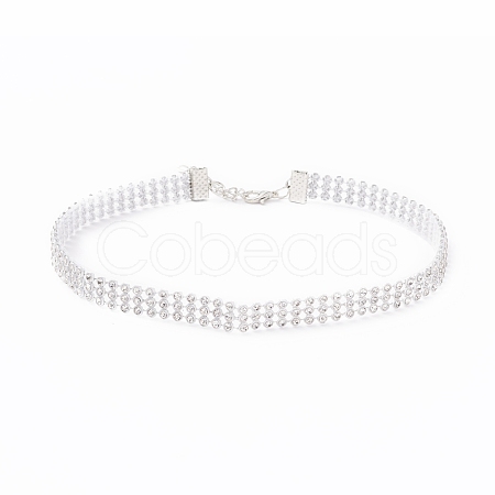 3 Row Crystal Rhinestone Choker Necklace NJEW-F289-04B-P-1