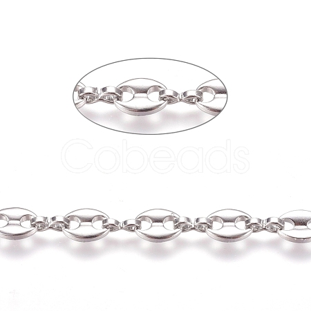 Non-Tarnish 3.28 Feet 304 Stainless Steel Coffee Bean Chains X-CHS-G011-14P-1