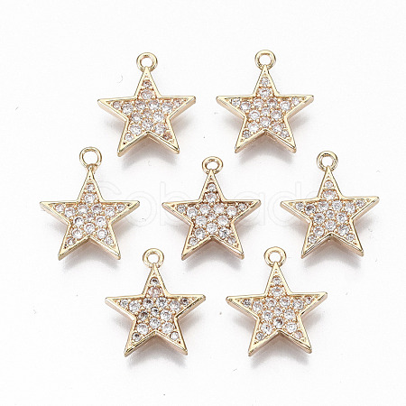 Brass Micro Pave Cubic Zirconia Charms KK-S359-054-RS-1