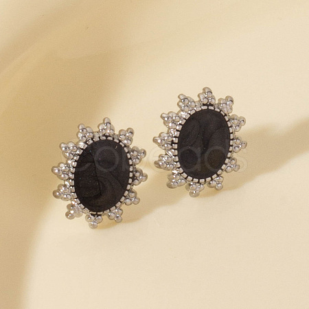 304 Stainless Steel Sunflower Stud Earrings LS-FC3127-1-1
