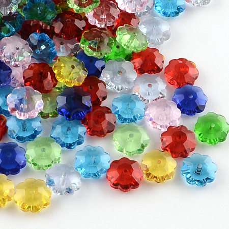 Flower Transparent Glass Beads GLAA-R160-M-1