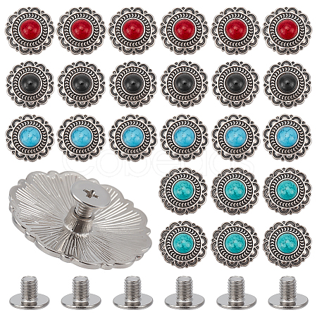 WADORN 24 Sets 4 Colors Zinc Alloy Decorative Rivets BUTT-WR0001-01-1