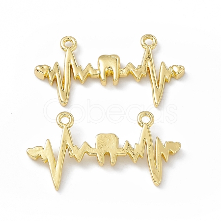 Rack Plating Brass Connector Charms KK-B065-25G-1