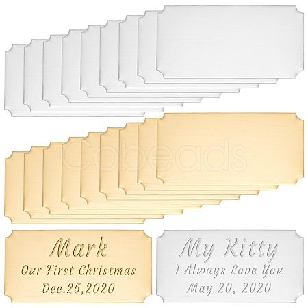 20Pcs 2 Colors Self-adhesive 201 Stainless Steel Type Business Cards AJEW-UN0002-30B-1