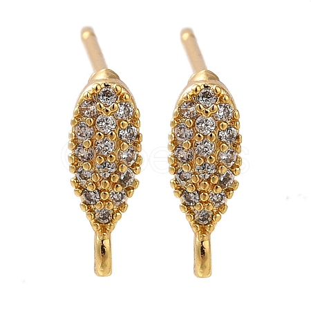 Brass Clear Cubic Zirconia Stud Earrings Finding for Women EJEW-B107-12G-1