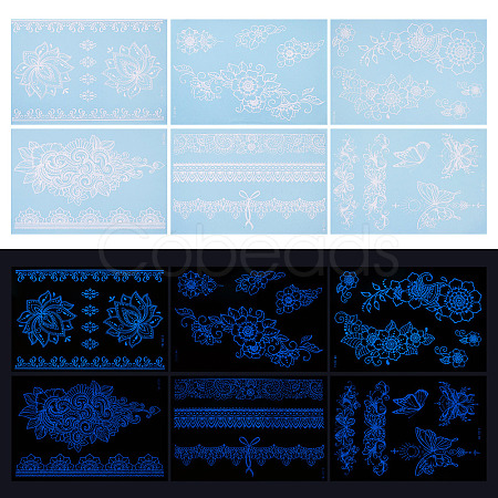 6 Sheets Luminous Paper Tattoo Stickers STIC-TAC0001-007B-1