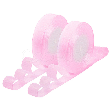 Breast Cancer Pink Awareness Ribbon Making Materials Sheer Organza Ribbon RS20mmY043-1