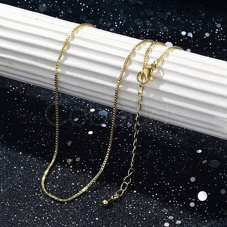 Rack Plating 1MM Brass Box Chain Necklaces for Women NJEW-H049-02G-1