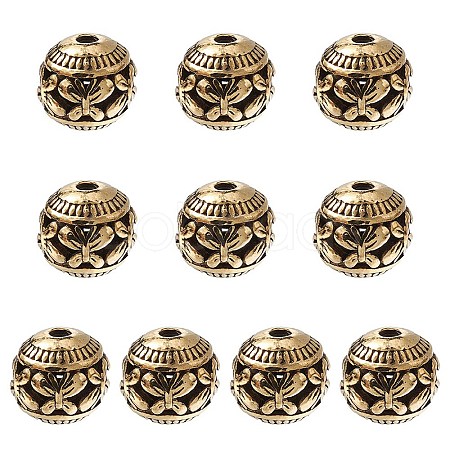 Tibetan Style Hollow Alloy Beads TIBEB-YW0001-12G-1