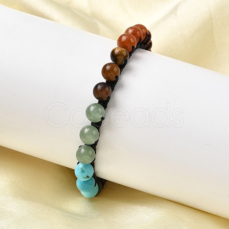 Adjustable Natural & Synthetic Mixed Gemstone Beads Braided Bead Bracelets for Men Women BJEW-L713-B05-1