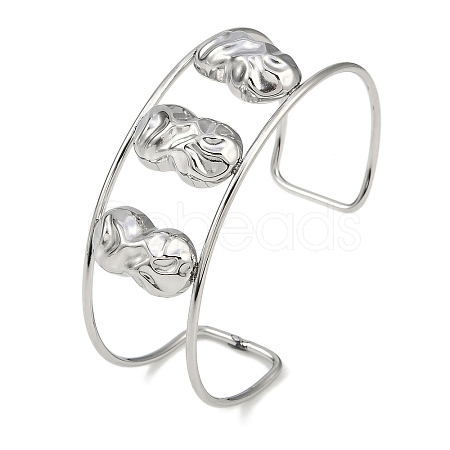 Non-Tarnish 304 Stainless Steel Wide Textured Open Cuff Bangles BJEW-Q348-05P-07-1