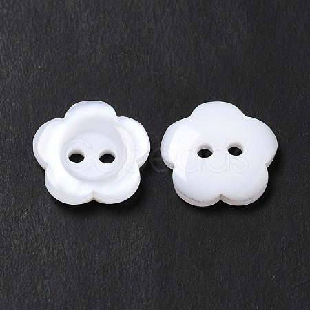 White Flower Resin Buttons X-RESI-D031-15mm-01-1