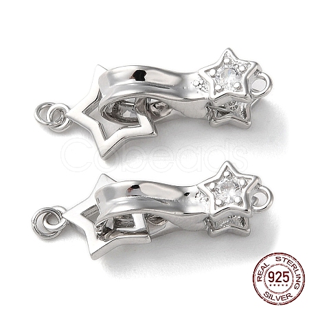 Rhodium Plated 925 Sterling Silver Fold Over Clasps STER-D005-10P-1