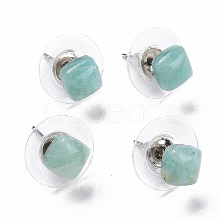 Natural Amazonite Ear Studs EJEW-K091-01P-05-1