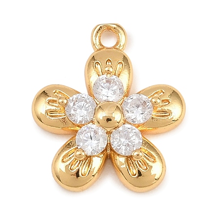 Brass Micro Pave Clear Cubic Zirconia Charms KK-D265-02G-1