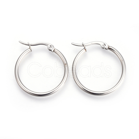 Tarnish Resistant 201 Stainless Steel Hoop Earrings EJEW-A052-19B-P-1