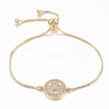 Adjustable Brass Micro Pave Cubic Zirconia Slider Bracelets BJEW-E317-34G-1