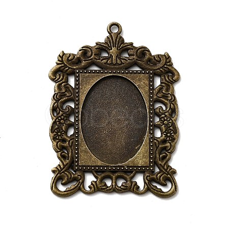 Rectangle Tibetan Style Alloy Big Pendant Cabochon Settings PALLOY-K109-77AB-NR-1